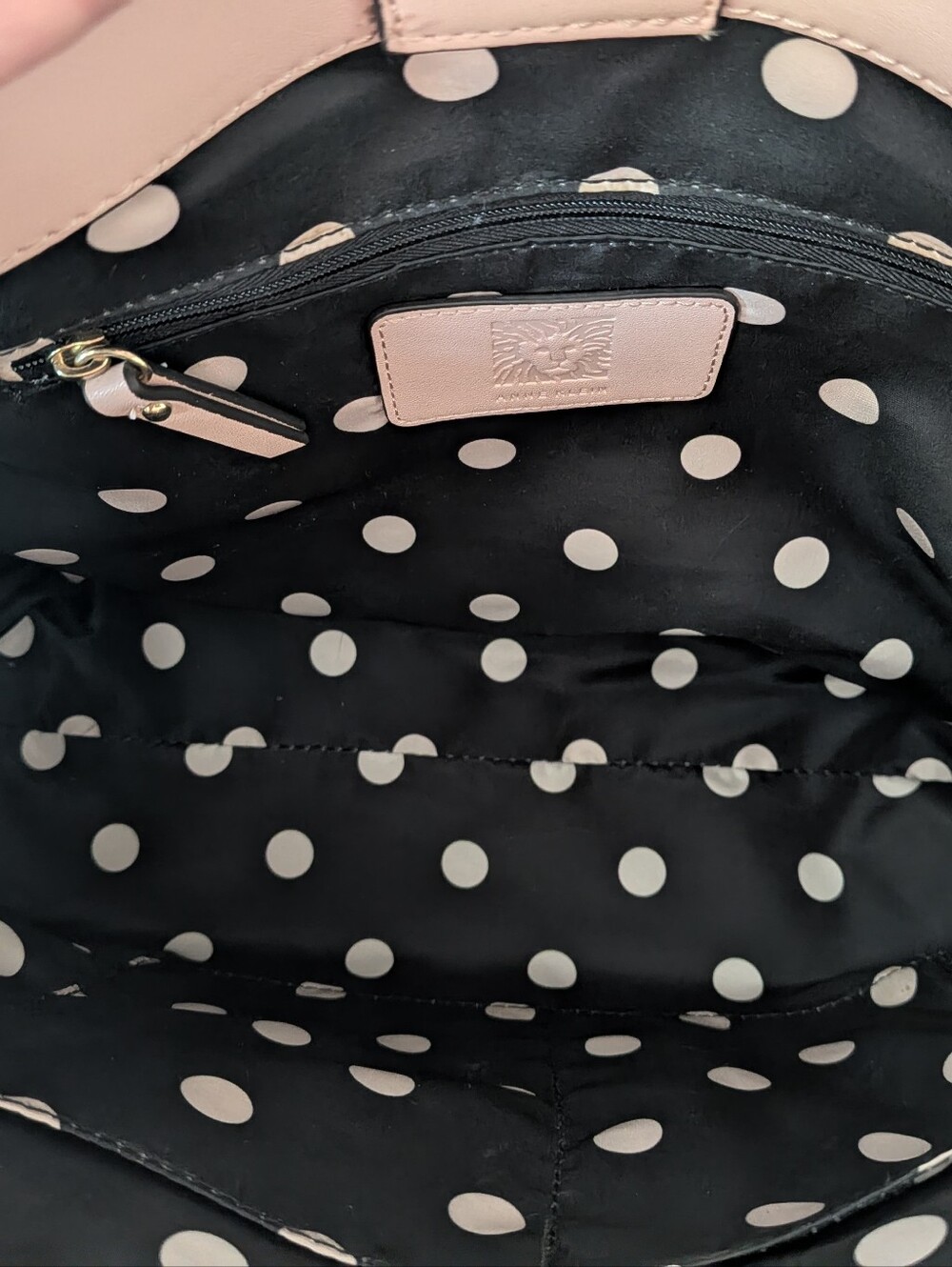 Anne Klein Dome Satchel Handbag Purse Top Handle Bag Pink Footed Stud W/ Pompom - Picture 8 of 16